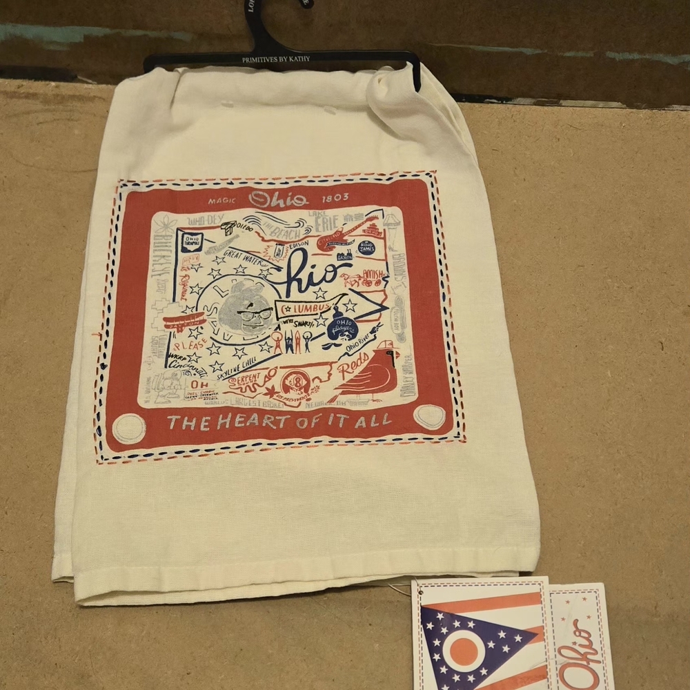 Primitives by Kathy Ohio Tea Towel - NWT - State Souvenir